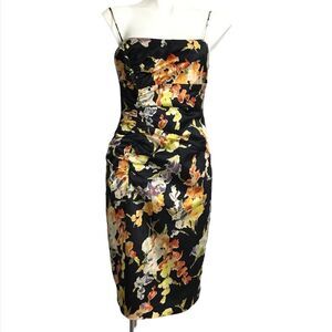 David Meister Dress Black Spaghetti Strap Floral Size 12